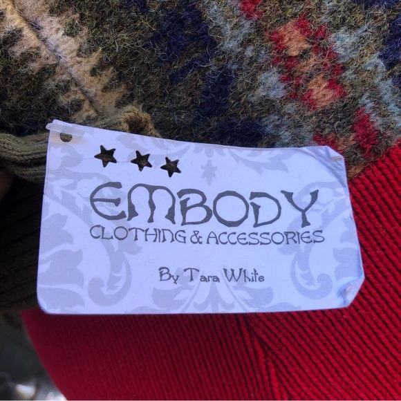 Zip Up Sweater Wool Cotton Upcycled Patchwork Medium Embody Blue Red Green - Picture 6 of 7